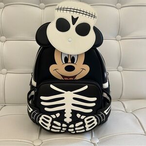 Loungefly Disney Mickey Mouse Glow Skeleton Mini Backpack Exclusive NWT